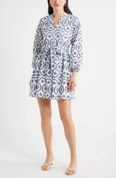 Caslonr Caslon(r) Embroidered Eyelet Lace Dress In Blue