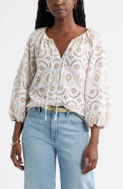 Caslonr Caslon(r) Embroidered Eyelet Lace Top In Multi
