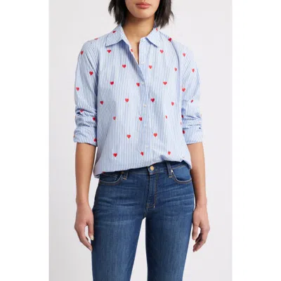 Caslonr Caslon(r) Embroidered Heart Button-up Shirt In Blue