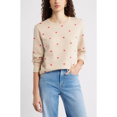 Caslonr Caslon(r) Embroidered Heart Sweatshirt In Neutral
