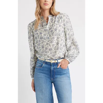 Caslonr Caslon(r) Embroidered Inset Top In Gray