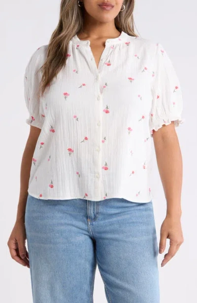Caslonr Caslon(r) Embroidered Popover Top In White