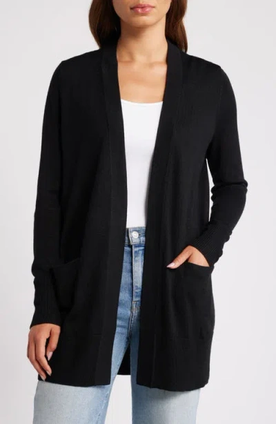 Caslonr Caslon(r) Everyday Open Front Cardigan In Black