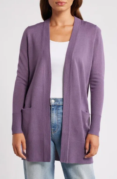 Caslonr Caslon(r) Everyday Open Front Cardigan In Purple Montana