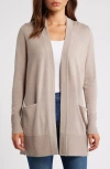 Caslonr Caslon(r) Everyday Open Front Cardigan In Tan Cobblestone Heather