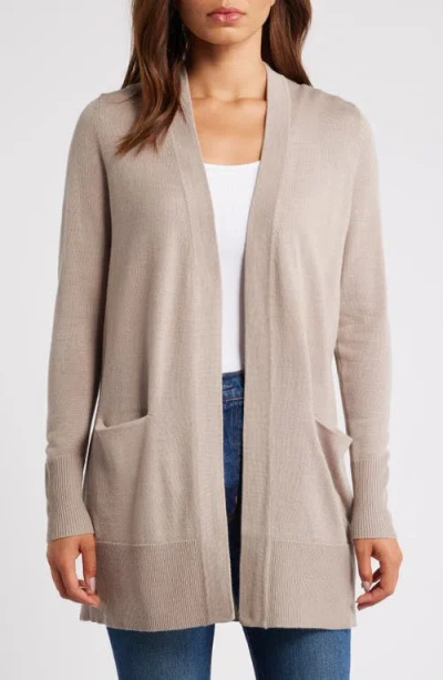 Caslonr Caslon(r) Everyday Open Front Cardigan In Tan Cobblestone Heather