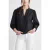 Caslonr Caslon(r) Eyelet Embroidered Cotton Popover Top In Black