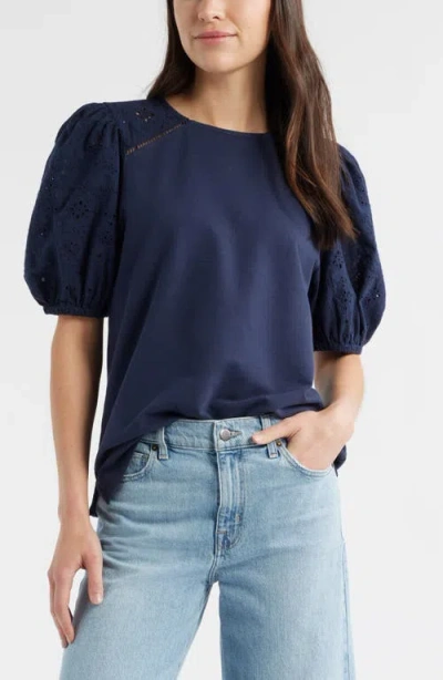 Caslonr Caslon(r) Eyelet Embroidered Puff Sleeve Top