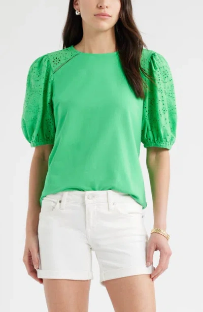 Caslonr Caslon(r) Eyelet Embroidered Puff Sleeve Top
