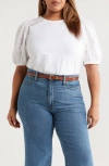 Caslonr Caslon(r) Eyelet Embroidered Puff Sleeve Top In White