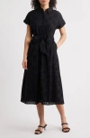 Caslonr Caslon(r) Eyelet Embroidery Cotton Shirtdress In Black