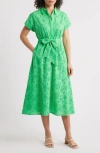 Caslonr Caslon(r) Eyelet Embroidery Cotton Shirtdress In Green Celtic