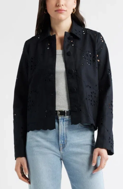 Caslonr Caslon(r) Eyelet Lace Jacket In Black