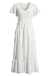 Caslonr Caslon(r) Eyelet Smocked Flutter Sleeve Maxi Dress