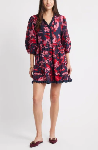 Caslonr Caslon(r) Floral Drop Waist Minidress In Pink