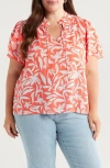Caslonr Caslon(r) Floral Flounce Sleeve Top