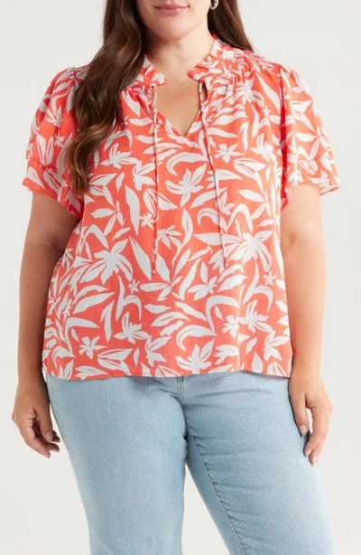 Caslonr Caslon(r) Floral Flounce Sleeve Top