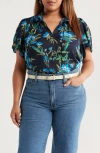 Caslonr Caslon(r) Floral Flounce Sleeve Top In Blue