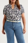 Caslonr Caslon(r) Floral Flounce Sleeve Top In Multi