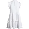 Caslonr Caslon(r) Floral Ruffle Gauze Dress In White