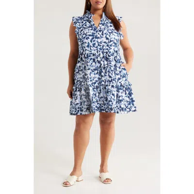 Caslonr Caslon(r) Floral Ruffle Gauze Dress In Blue