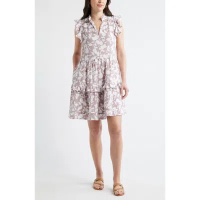 Caslonr Caslon(r) Floral Ruffle Gauze Dress In White