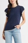 Caslonr Caslon(r) Flutter Sleeve Linen & Cotton Sweater In Blue