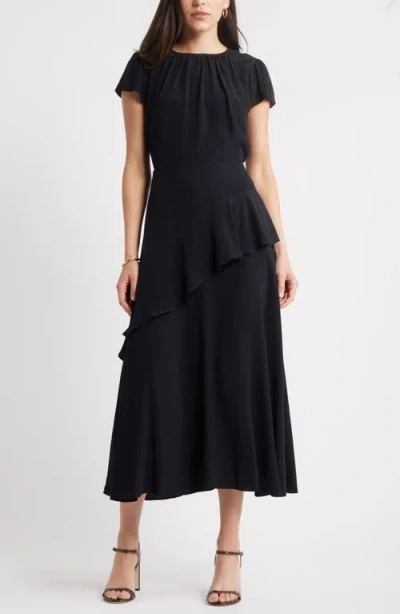 Caslonr Caslon(r) Flutter Sleeve Ruffle Maxi Dress In Black