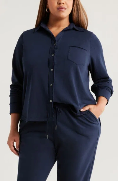 Caslonr Caslon(r) French Terry Button-up Shirt In Blue