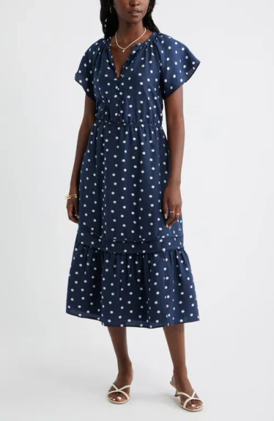 Caslonr Caslon(r) Front Button Midi Dress In Blue