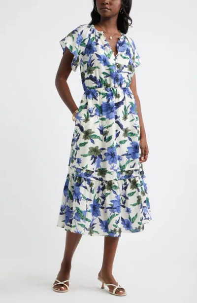 Caslonr Caslon(r) Front Button Midi Dress In Blue