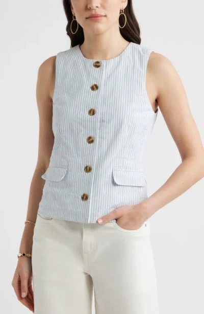 Caslonr Caslon(r) Front Button Vest In Blue