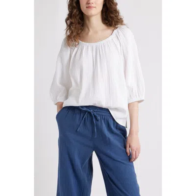 Caslonr Caslon(r) Gathered Elbow Sleeve Gauze Top