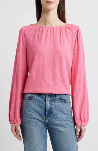Caslonr Caslon(r) Gathered Neck Top In Pink Caliente