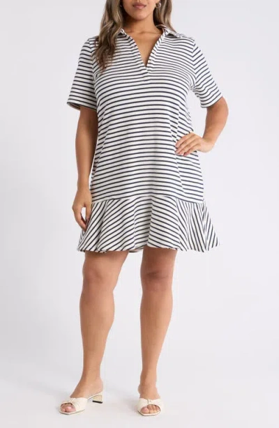 Caslonr Caslon(r) Henley Short Sleeve Polo Dress In Black