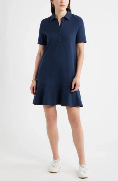 Caslonr Caslon(r) Henley Short Sleeve Polo Dress In Blue