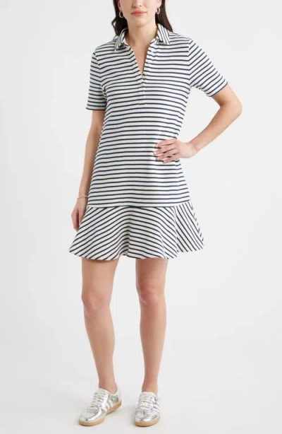 Caslonr Caslon(r) Henley Short Sleeve Polo Dress In Gray