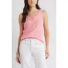 Caslonr Caslon(r) Henley Stretch Cotton Rib Tank In Pink
