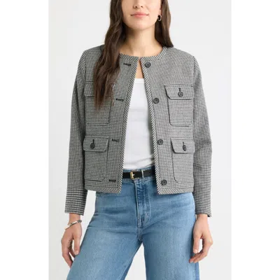 Caslonr Caslon(r) Houndstooth Lady Jacket In Black- Ivory Houndstooth
