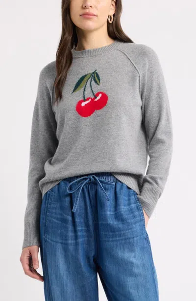 Caslonr Caslon(r) Intarsia Wool & Cashmere Sweater In Heather Grey Cherry