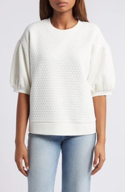 Caslonr Caslon(r) Jacquard Puff Sleeve Sweatshirt In Ivory Pristine