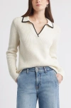 Caslonr Caslon(r) Johnny Collar Cotton & Wool Sweater