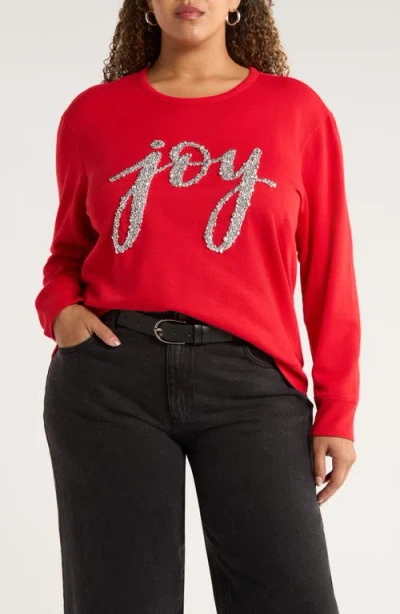Caslonr Caslon(r) Joy Embellished Cotton Blend Sweatshirt In Red