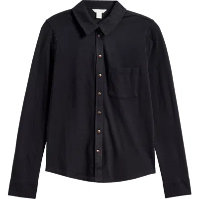 Caslonr Caslon(r) Knit Button-up Shirt In Black