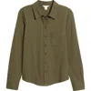 Caslonr Caslon(r) Knit Button-up Shirt In Olive Sarma