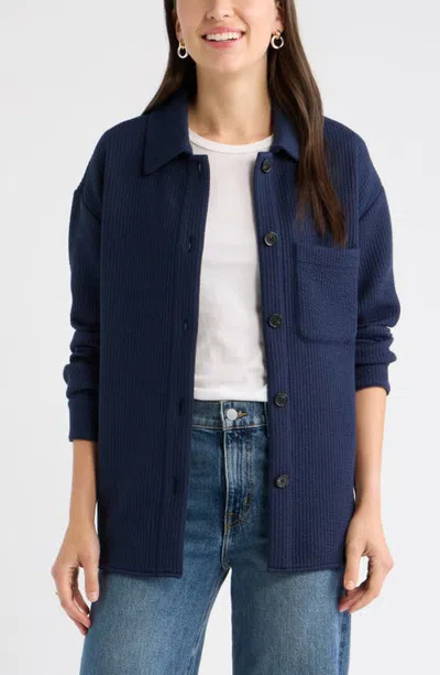 Caslonr Caslon(r) Knit Shirt Jacket In Navy Still