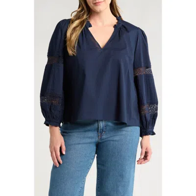 Caslonr Caslon(r) Lace Inset Cotton Top In Navy Blazer