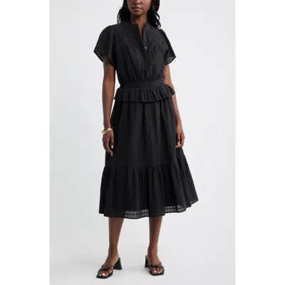 Caslonr Caslon(r) Lace Trim Peplum Midi Dress In Black