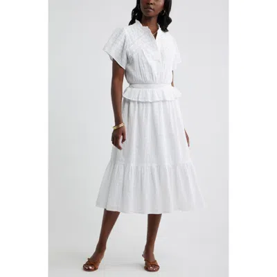 Caslonr Caslon(r) Lace Trim Peplum Midi Dress In White