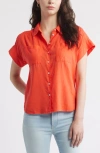 Caslonr Caslon(r) Linen Blend Short Sleeve Button-up Shirt